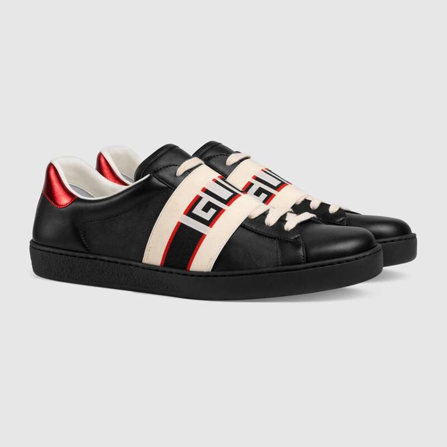 Giày Gucci Men’s Ace Gucci Stripe Sneaker Màu Đen