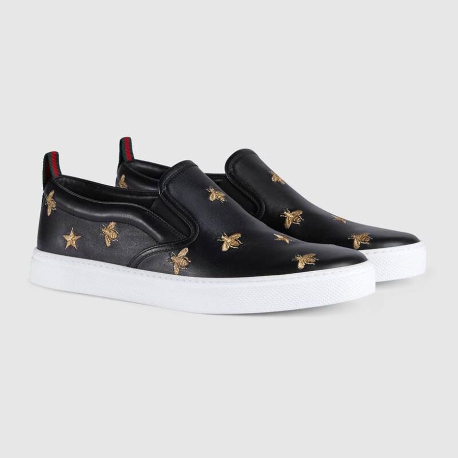 Giày Gucci Leather Slip-on Sneaker With Bees Màu Đen